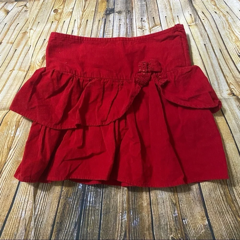 Gymboree Red Sequin Corduroy A Line Ruffle Skirt